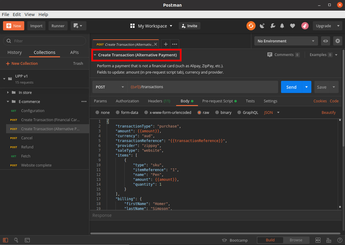 Postman screenshot